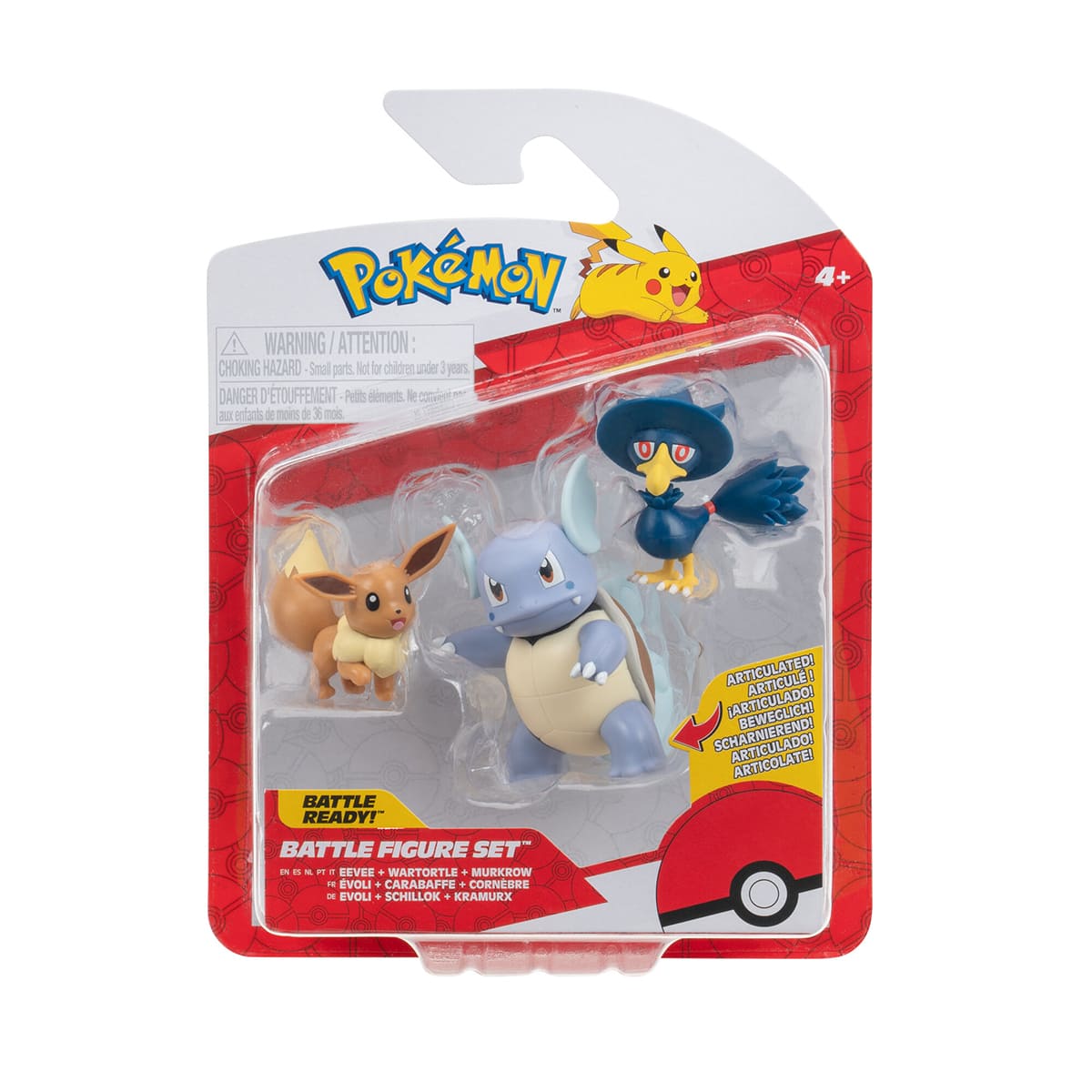 Figura Pokemon Set de 3 Eevee + Wartortle + Murkrow