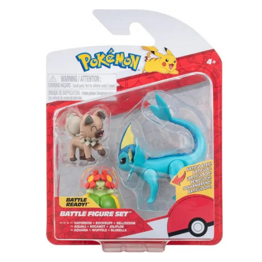 Set Pokemon 3 Figuras Vaporeon + Rockruff