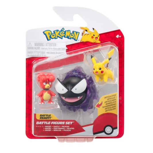 Figura Pokemon Battle set 3 Magby - Pikachu y Gastly