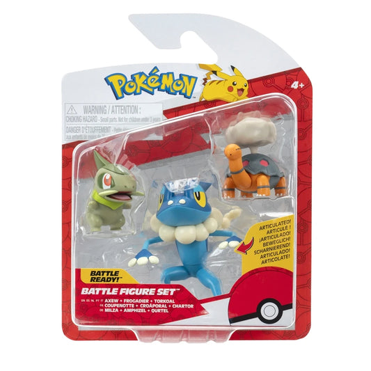 Figuras Pokemon set Battle Axew Torkoal Frogadier