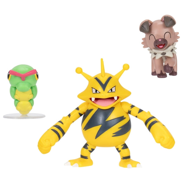 Set Figura Pokemon Battle Caterpie - Electabuzz - Rockruff