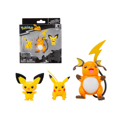 Set de 3 Pokemones Select Evolucion Pikachu